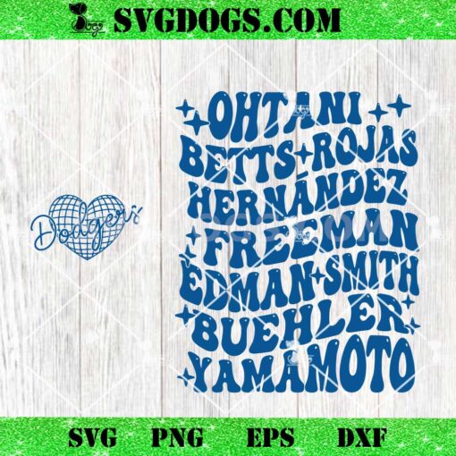 Los Angeles Dodgers SVG Bundle, Ohtani Betts Rojas Hernandez Freeman Edman Smith Buehler Yamamoto SVG