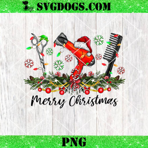 Merry Christmas Hairstylist PNG, Hairdresser Xmas PNG, Hair Tools Christmas PNG