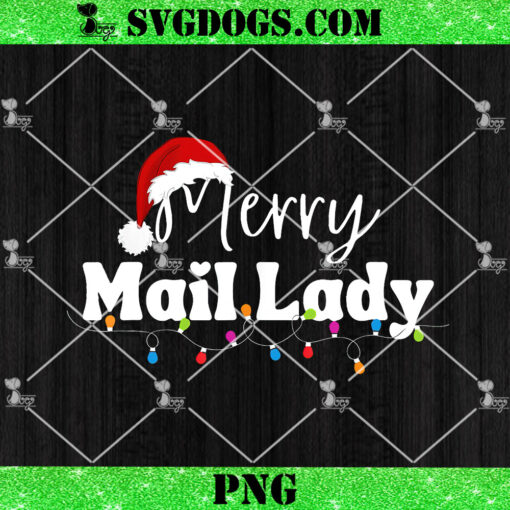 Merry Mail Lady Christmas PNG, Santa Hat PNG