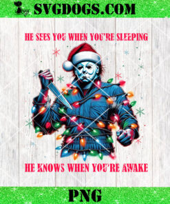 Michael Myers Christmas Movie Killer PNG, Xmas Horror Friends PNG, He Knows When Youre Awake PNG