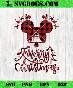 Mickey Buffalo Plaid Merry Christmas SVG, Disney Christmas SVG, Mickey Castle Reindeers SVG PNG DXF EPS