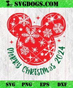 Mickey Merry Christmas 2024 SVG, Disney Snowflake SVG PNG