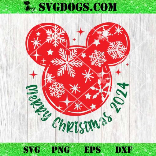 Mickey Merry Christmas 2024 SVG, Disney Snowflake SVG PNG