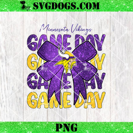 Minnesota Vikings Game Day Coquette PNG, Coquette Football PNG, Football Bow PNG