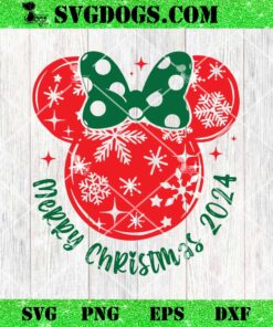 Minnie Merry Christmas 2024 SVG, Disney Snowflake SVG PNG