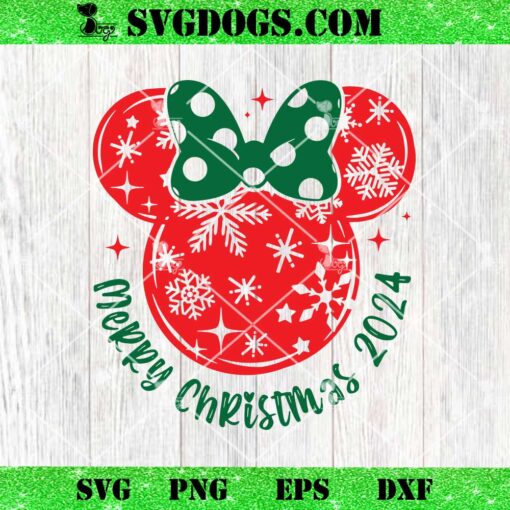 Minnie Merry Christmas 2024 SVG, Disney Snowflake SVG PNG