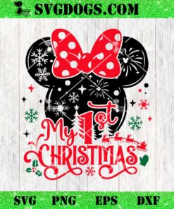 Minnie My 1st Christmas SVG, Disney Head Snowflake Disney Christmas SVG PNG