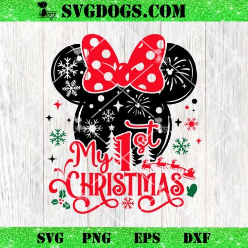 Minnie My 1st Christmas SVG, Disney Head Snowflake Disney Christmas SVG PNG