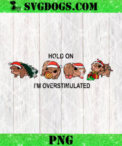 Moo Deng Christmas Hold On Im Overstimulated PNG, Baby Hippo Santa PNG