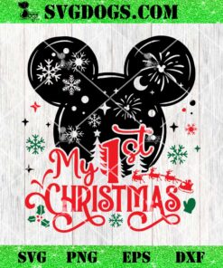 My First Christmas SVG, Mickey Mouse And Minnie Mouse head SVG PNG