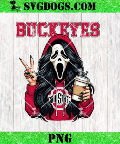 Ohio State Buckeyes Ghostface PNG, Ghostface Coffee PNG, Halloween Buckeyes PNG