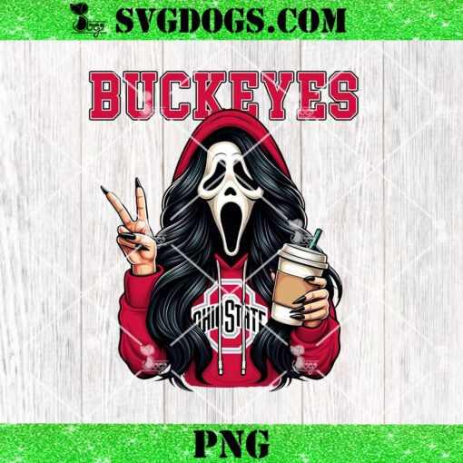 Ohio State Buckeyes Ghostface PNG, Ghostface Coffee PNG, Halloween Buckeyes PNG