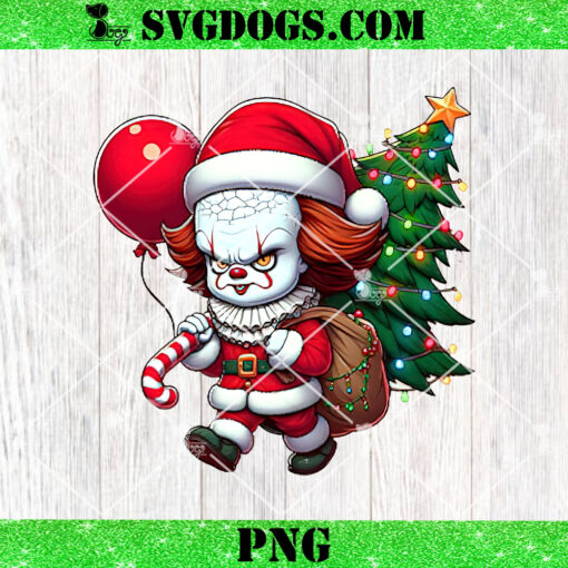 Pennywise Santa Christmas PNG, Scary Clown Santa Tree PNG