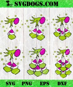 Pink Grinch Hand Holding Grinch Face SVG Bundle, Grinch Hand 1-6 SVG, Grinch Christmas SVG PNG