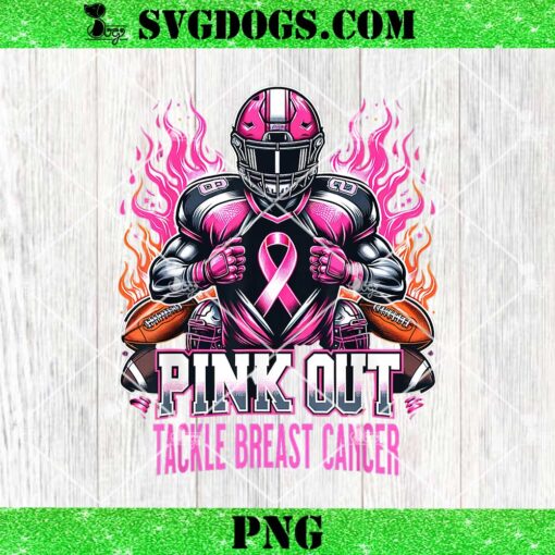 Pink Out Tackle Breast Cancer Awareness American Football PNG, Breast Cancer Football PNG