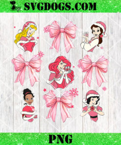 Pink Princess Santa Hat Coquette Bow PNG, Princess Christmas PNG