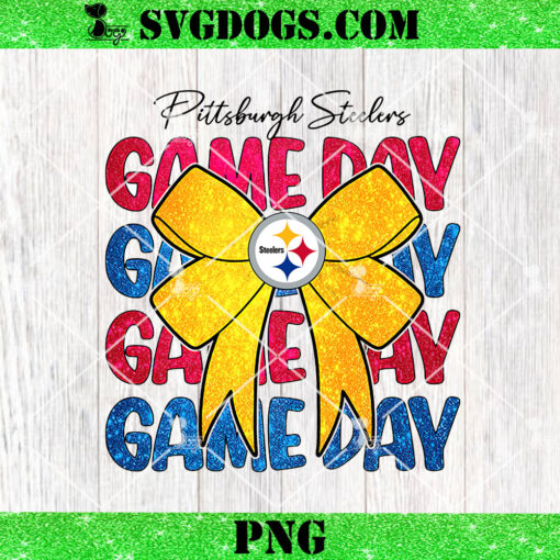 Pittsburgh Steelers Game Day Coquette PNG, Coquette Football PNG, Football Bow PNG