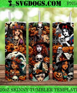 Princess Halloween 20oz Tumbler Wrap PNG, Disney Princess Pumpkin 20oz Tumbler Wrap PNG