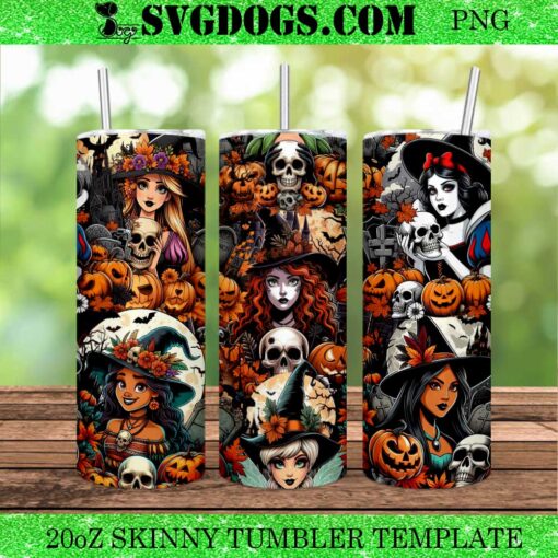 Princess Halloween 20oz Tumbler Wrap PNG, Disney Princess Pumpkin 20oz Tumbler Wrap PNG