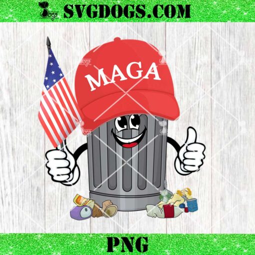 Proud MAGA Garbage Trump Supporter Trash Can Cartoon PNG, Garbage Trump PNG