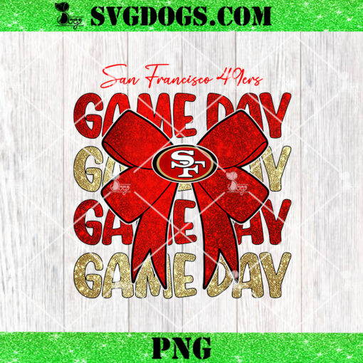 San Francisco 49ers Game Day Coquette PNG, Coquette NFL PNG, Football Bow PNG