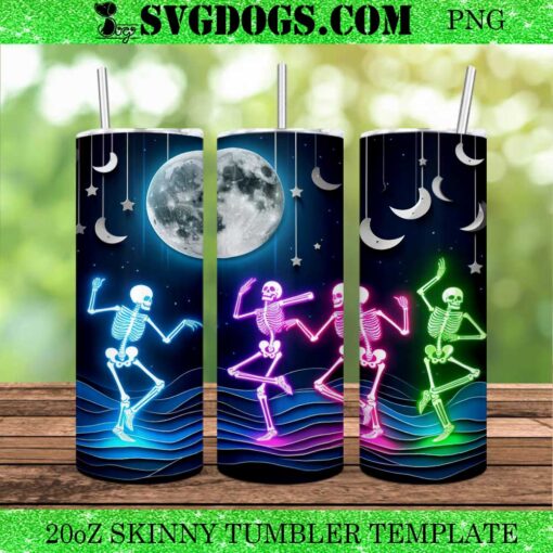 Skeleton 3D Inflated 20oz Tumbler Wrap PNG, Halloween 20oz Tumbler Wrap PNG