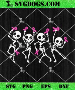 Skeleton Dance Breast Cancer Awareness SVG, Halloween Breast Cancer SVG PNG DXF EPS