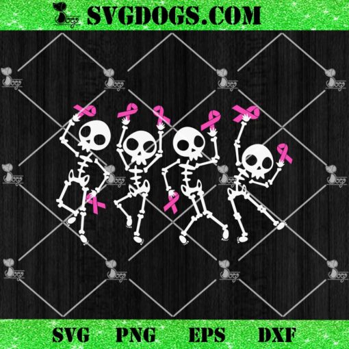 Skeleton Dance Breast Cancer Awareness SVG, Halloween Breast Cancer SVG PNG DXF EPS