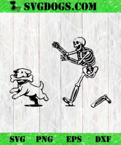 Skeleton Dog SVG, Funny Halloween Skeleton Chasing Dog SVG PNG