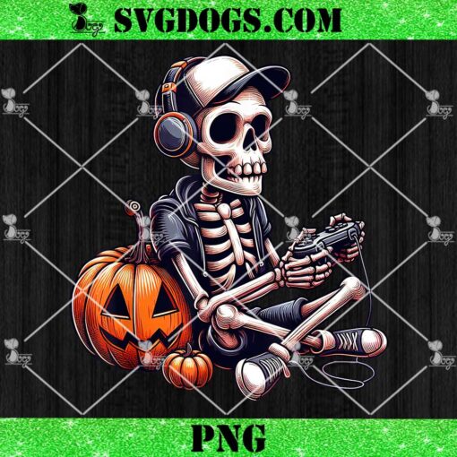 Skeleton Playing Video Game Halloween PNG, Boys Gamer PNG