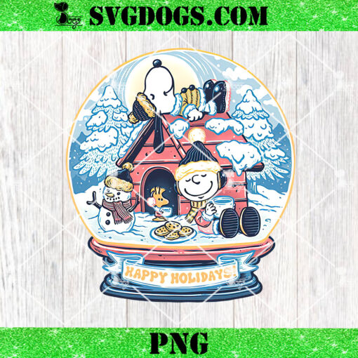 Snoopy Happy Holiday PNG, Peanuts Christmas PNG, Snow Globe PNG