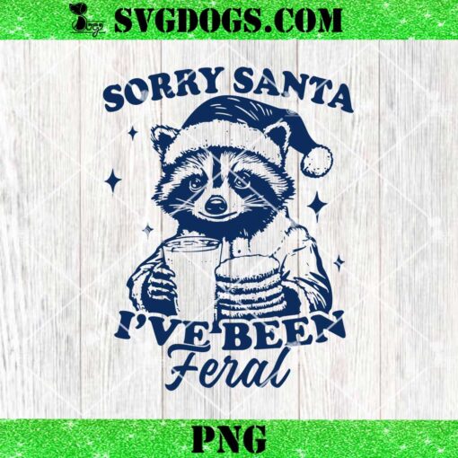 Sorry Santa Ive Been Feral SVG, Funny Christmas Raccoon Cookies And Milk SVG PNG