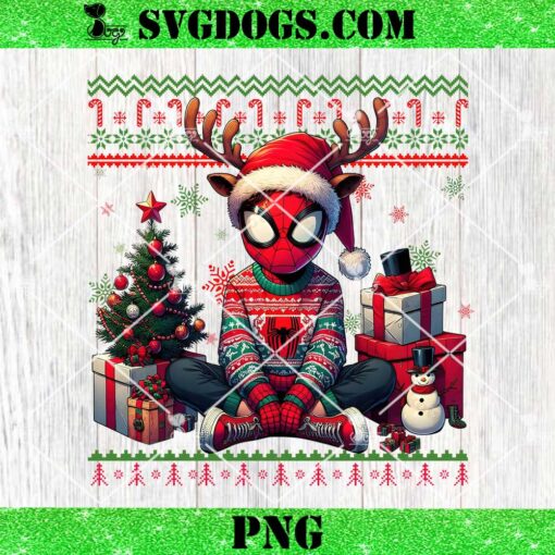 Spiderman Ugly Christmas Sweater PNG, Super Christmas PNG