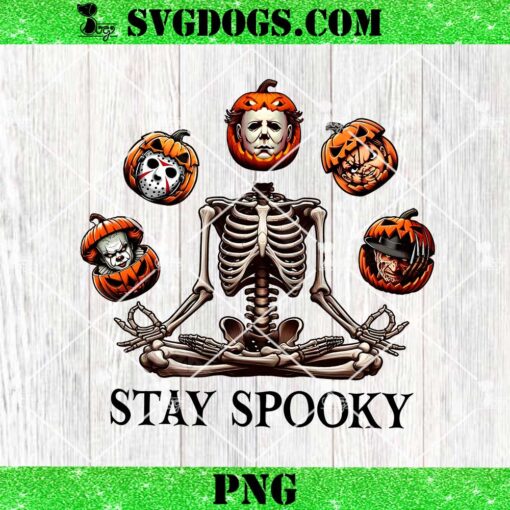 Stay Spooky Skeleton Halloween Movie Killers PNG, Horror Skeleton Pumpkin PNG