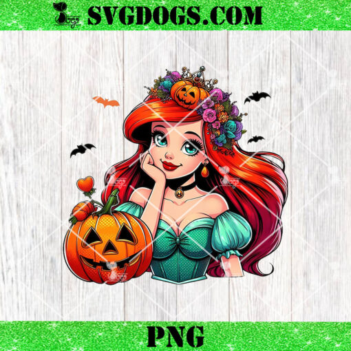 The Little Mermaid Halloween PNG, Princess Ariel Pumpkin PNG