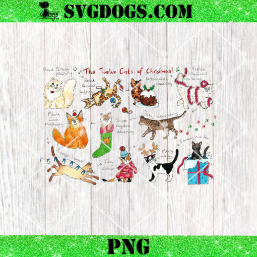 The Twelve Cats Of Christmas PNG, Cat Christmas Cards PNG