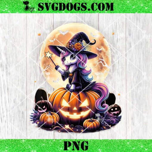 Unicorn Witch Pumpkin Halloween PNG, Girls Daughter PNG