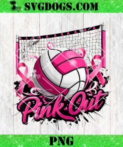 Volleyball Pink Out Breast Cancer Awareness PNG, Pink Ribbon PNG