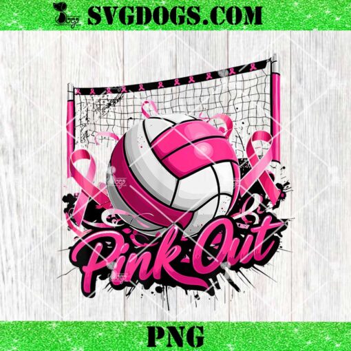 Volleyball Pink Out Breast Cancer Awareness PNG, Pink Ribbon PNG