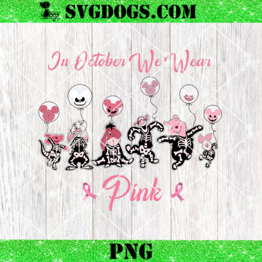 Winnie The Pooh In October We Wear Pink PNG, Pooh Breast Cancer Warrior PNG