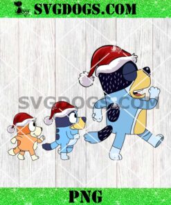 Bandit Bluey and Bingo Christmas PNG, Bluey Santa PNG