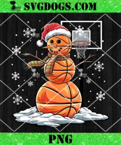 Basketball Snowman Player Santa Hat Christmas PNG, Basketball Christmas PNG