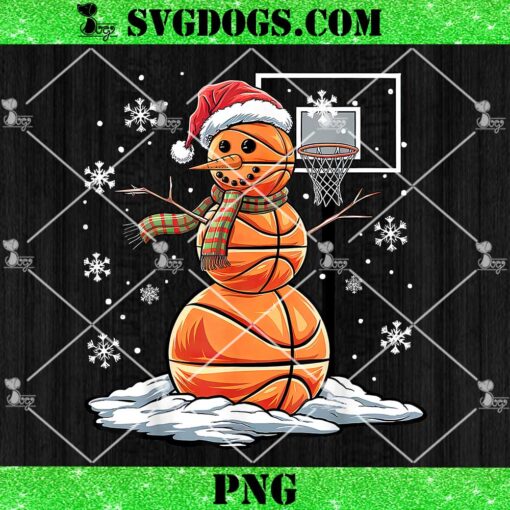 Basketball Snowman Player Santa Hat Christmas PNG, Basketball Christmas PNG