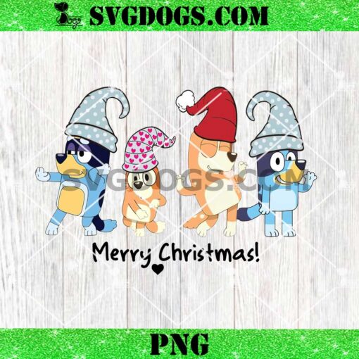 Bluey Family Dancing Christmas PNG, Merry Christmas Bluey And Friends PNG