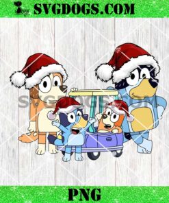 Bluey Family Santa Hat PNG, Bluey Merry Christmas PNG