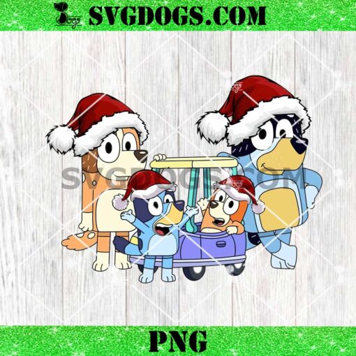 Bluey Family Santa Hat PNG, Bluey Merry Christmas PNG