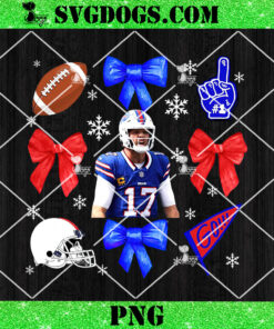 Buffalo Bills Christmas Bow PNG, Coquette Bow Josh Allen PNG