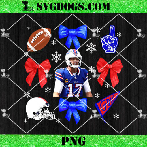 Buffalo Bills Christmas Bow PNG, Coquette Bow Josh Allen PNG