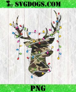 Christmas Holiday Camo Hunting Reindeer Deer Xmas Lights PNG, Hunting Reindeer PNG