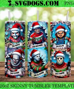 Christmas Horror Movies Characters 20oz Tumbler Wrap PNG, Horror Santa Ugly PNG